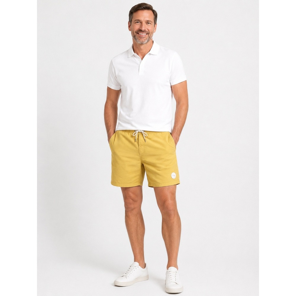 Saturdays Surf NYC Mens Board Shorts Size 34 Mustard Yellow Swim Trunks Velcro